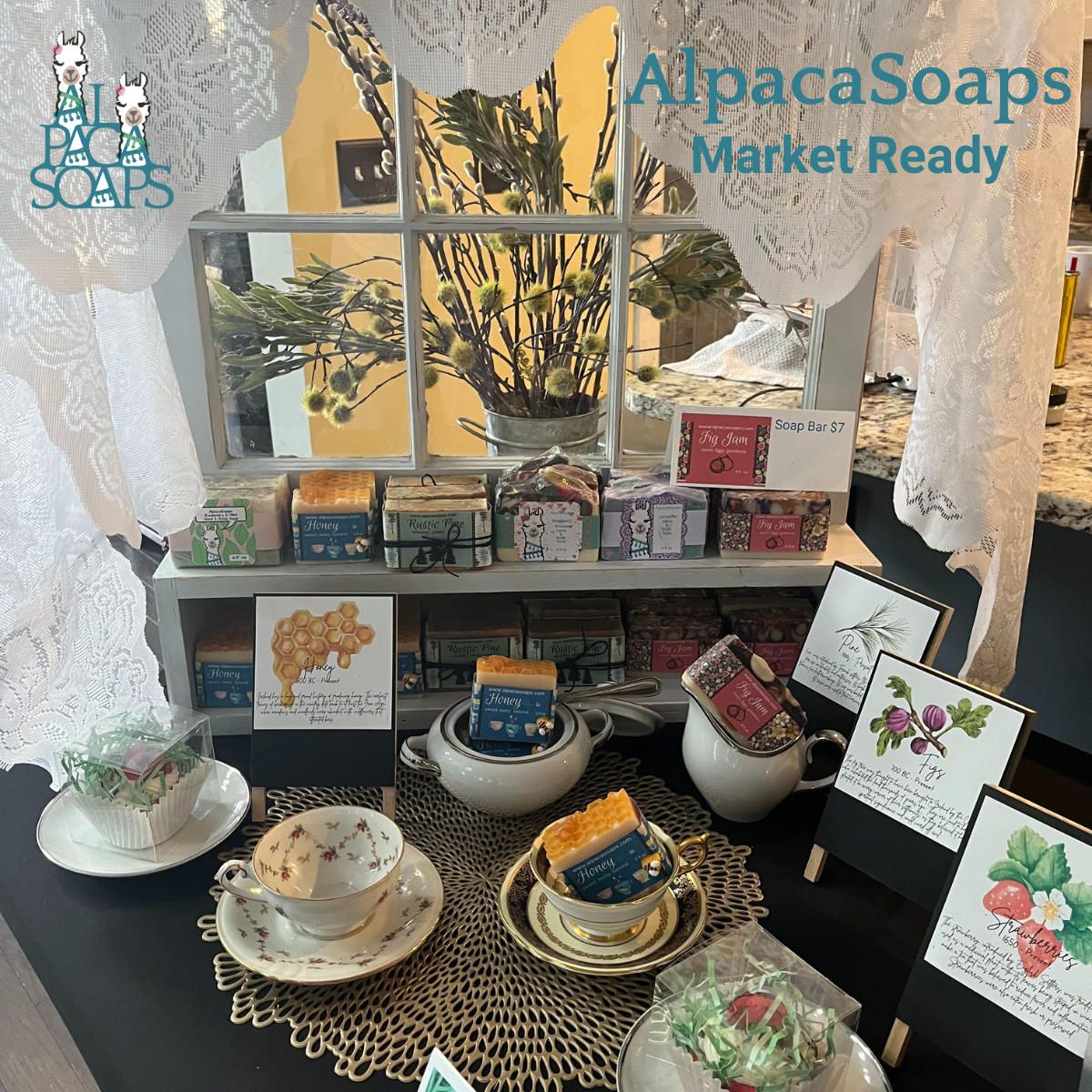 Image of AlpacaSoaps Alpaca Soaps Vendor Table for Blog post: It's Warming Up! The Top Ten Reasons to Visit Your Local Farmers' & Artisan Markets