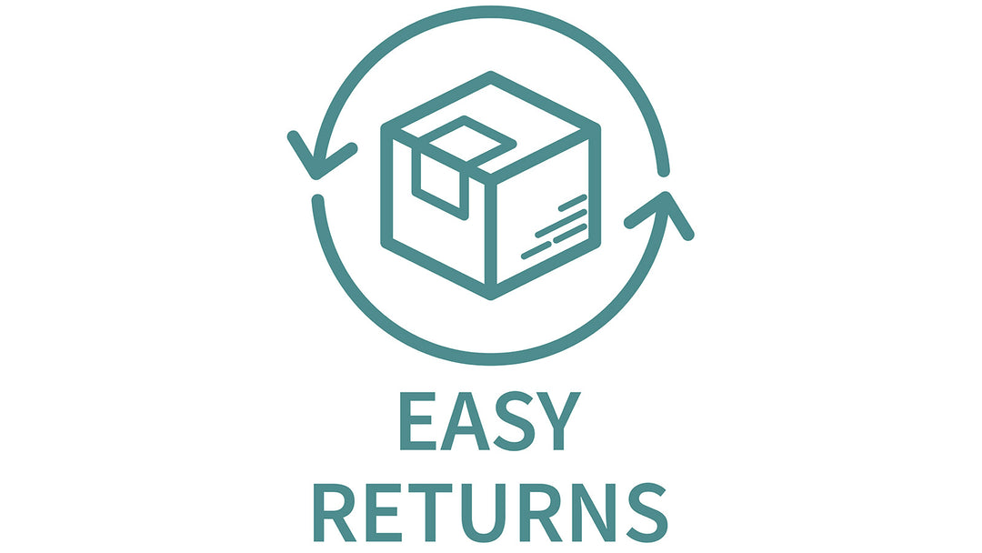 Icon of package, with the words "Easy Returns" Alpaca Soaps AlpacaSoaps