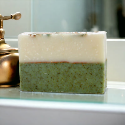 a soap bar sitting on top of a bathroom sink