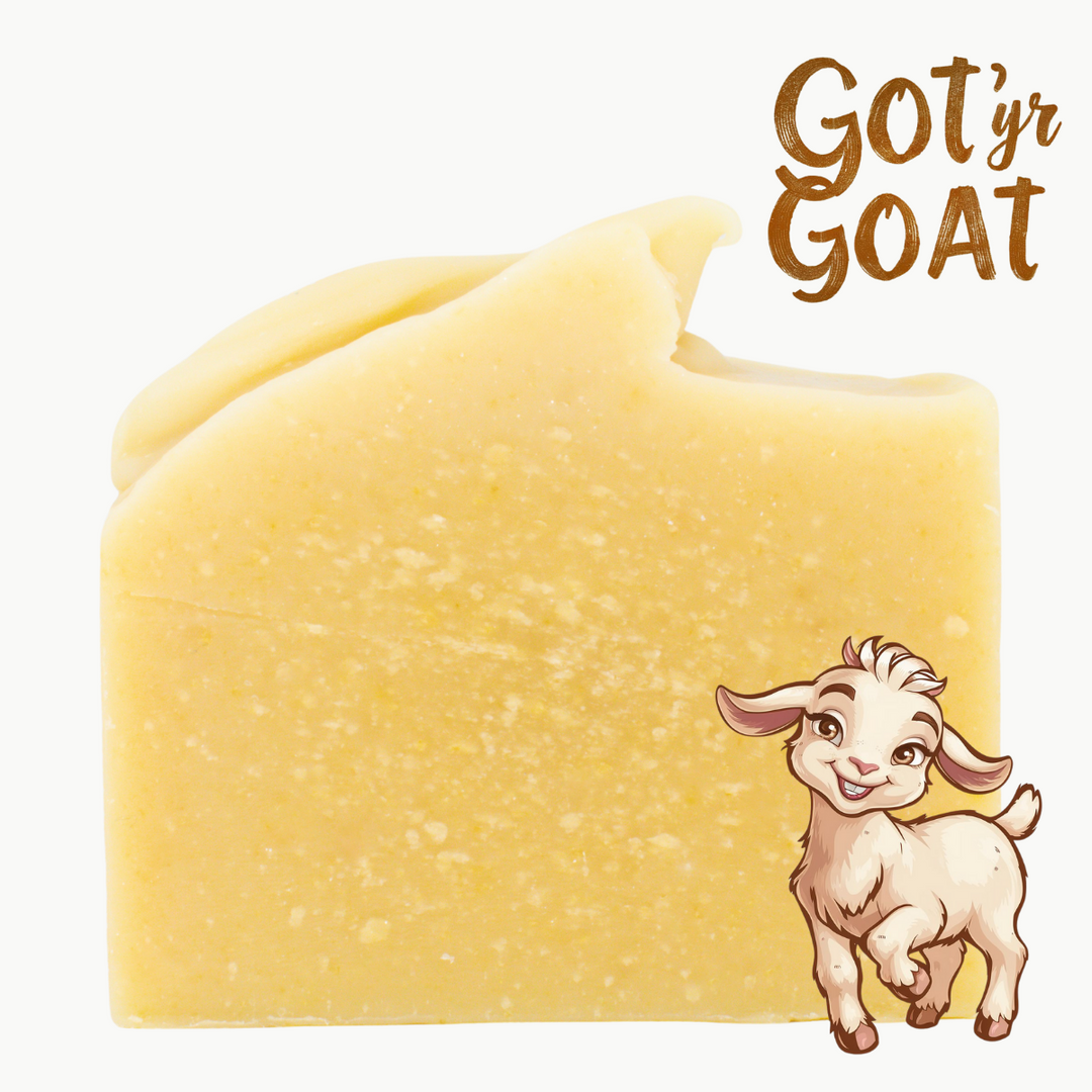 a goat that is standing next to a piece of cheese