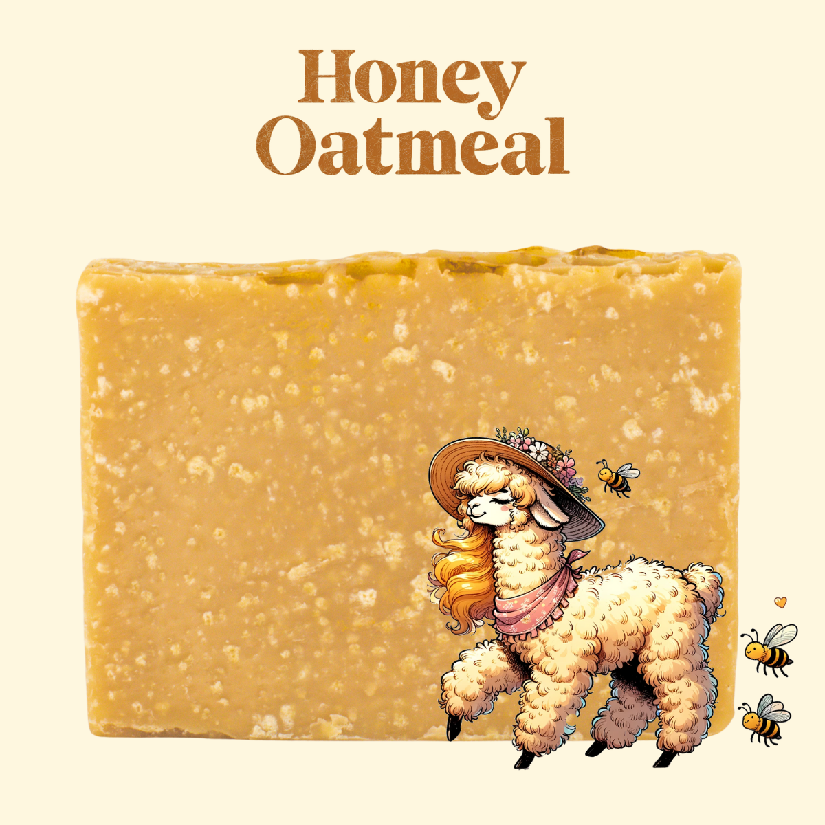 a bar of honey oatmeal with a picture of a sheep