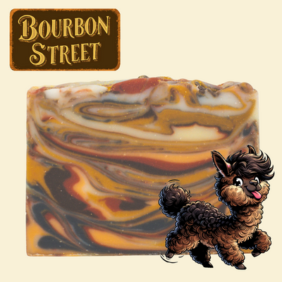 a brown dog standing next to a bar of soap